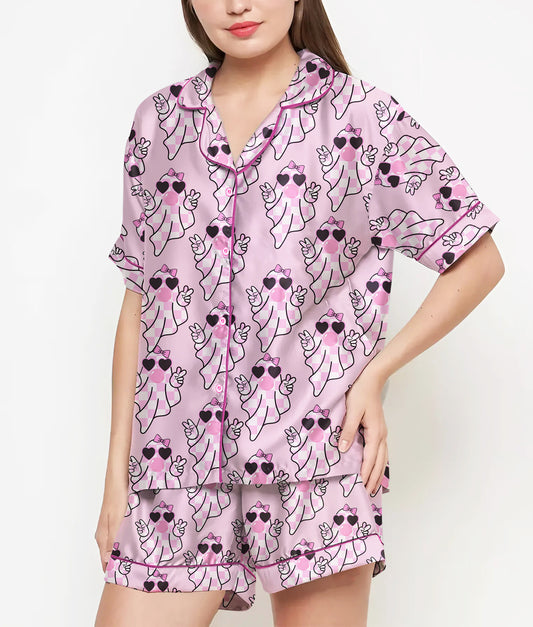 Women's Halloween Ghost Pink Set