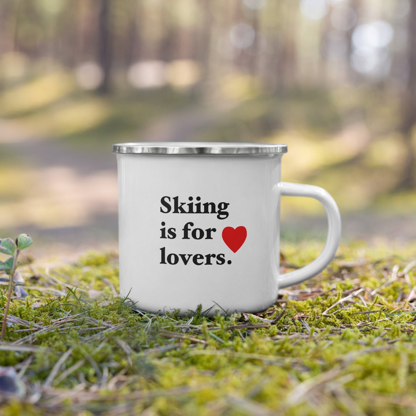 Skiing Lovers Enamel Camp Mug * Double-sided