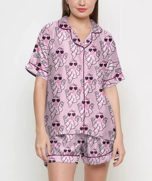 Women's Halloween Ghost Pink Set