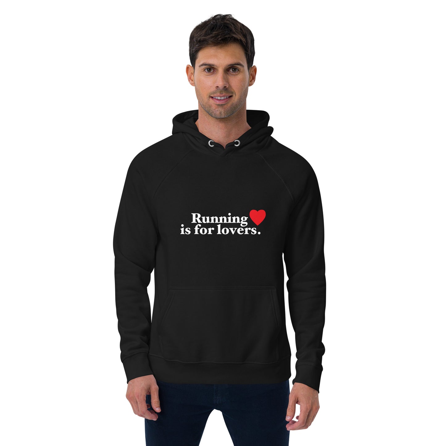 Running Lovers Black Unisex eco raglan hoodie * Runner Gift Her Him