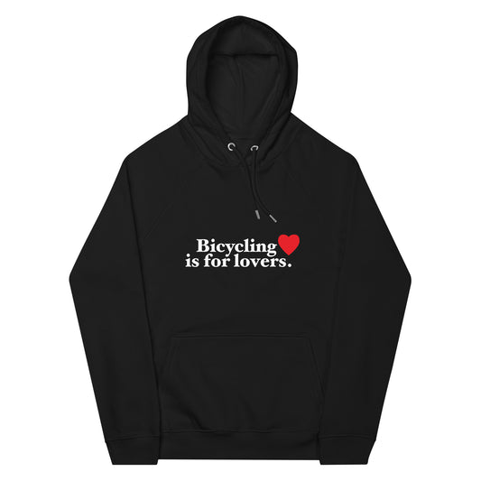 Bicycling Lovers Black Unisex eco raglan hoodie * Bike Gift Her Him