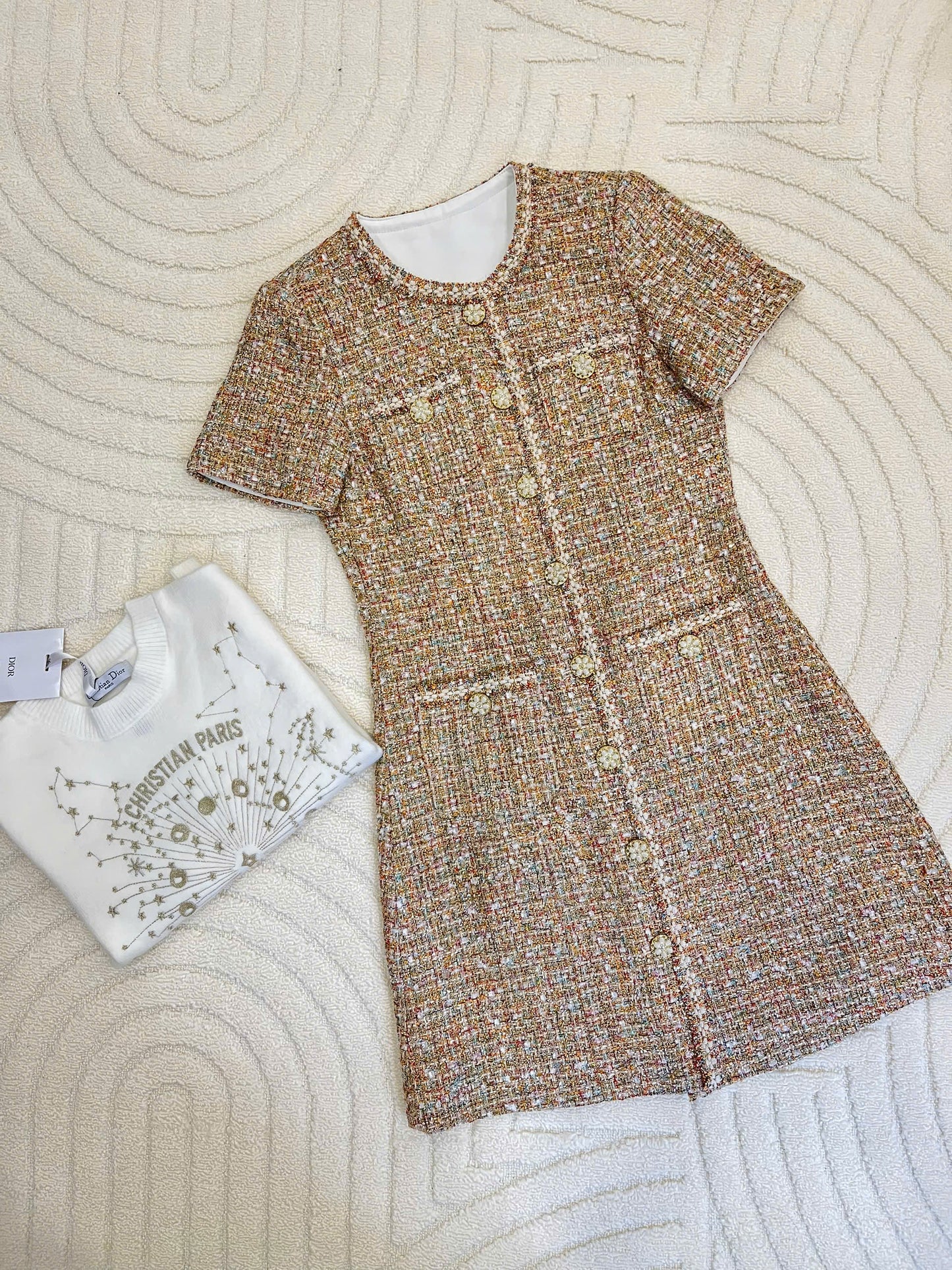 Gold tweed dress